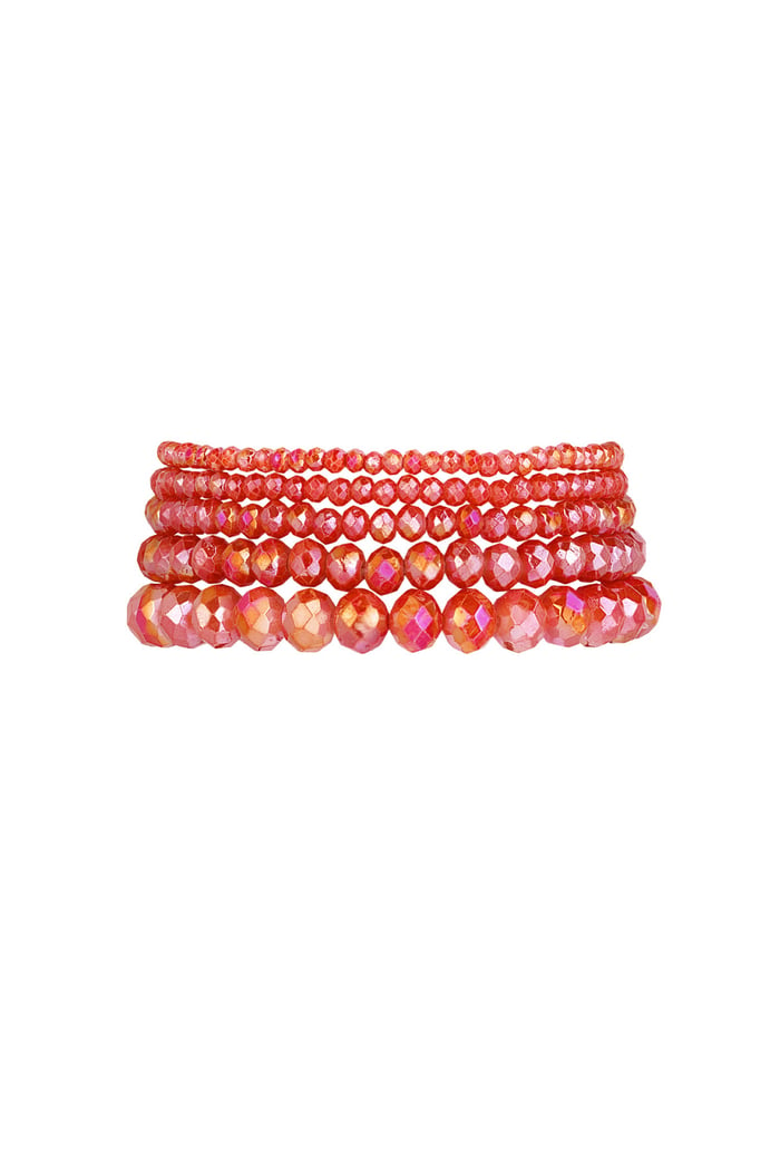 Set of 5 crystal bracelets - salmon 