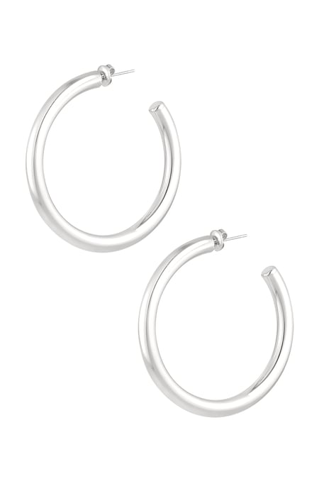 Earrings basic round medium - Silver Color color 2