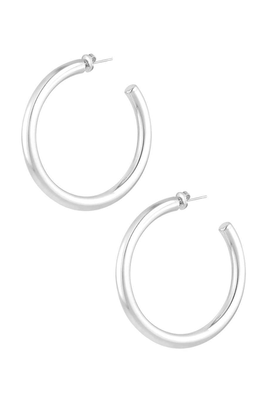 Earrings basic round medium - Silver Color color