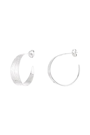 Earrings half round with print small - Silver Color color h5 