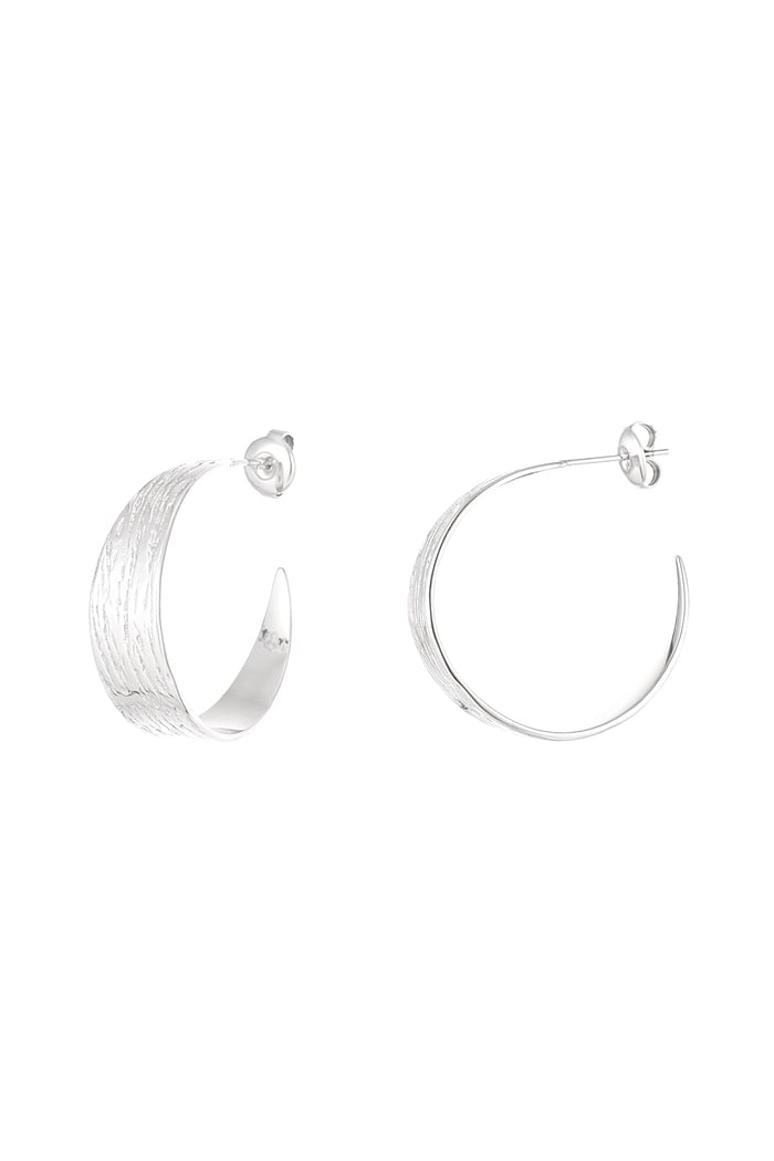 Earrings half round with print small - Silver Color color 