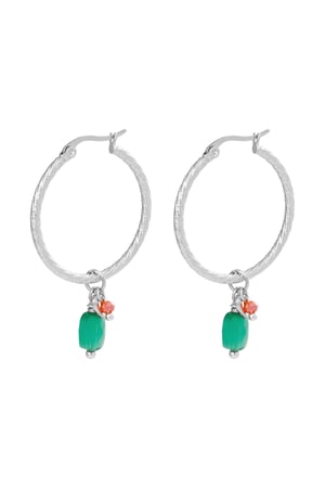 Earrings beads party - Silver color/green h5 