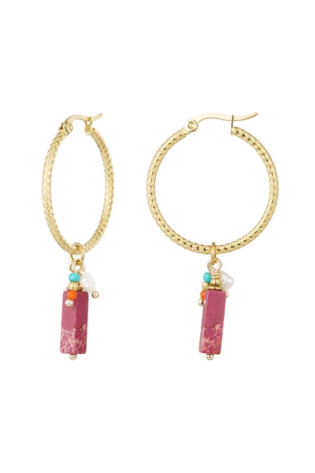 Pendientes charm fiesta - Color dorado/rosa