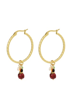 Earrings charm party - Gold color/red h5 