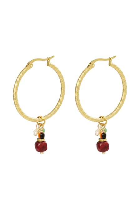 Pendientes charm fiesta - Color dorado/rojo 2