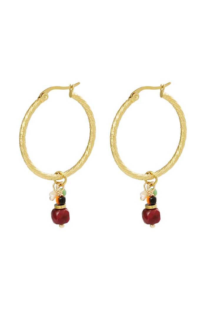 Earrings charm party - Gold color/red 