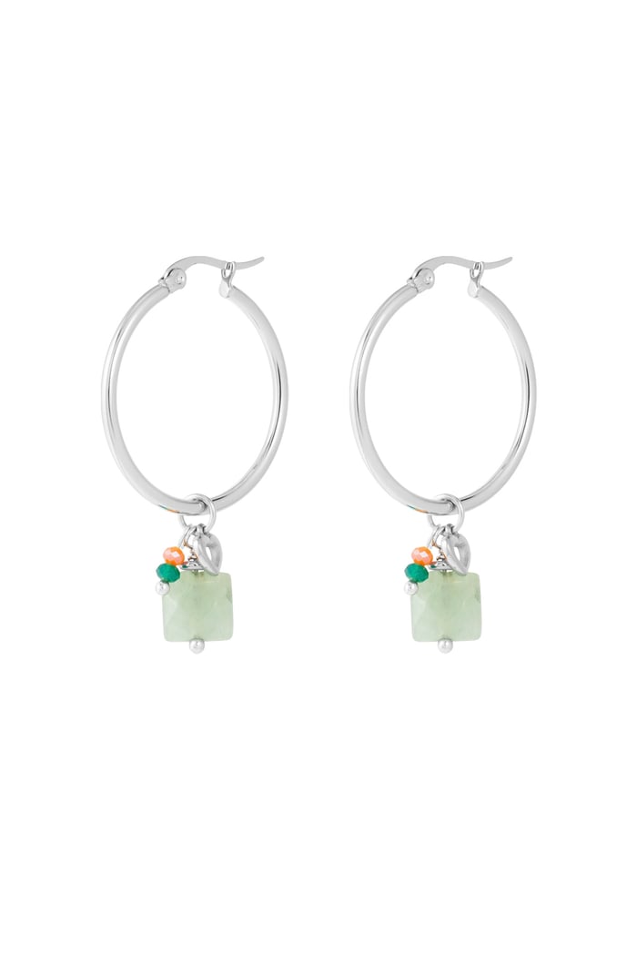 Earrings beads bundle - Silver color/green 