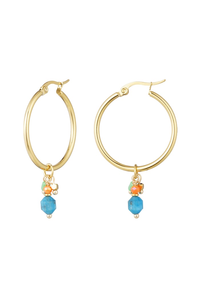 Earrings charm party - Gold color/blue 