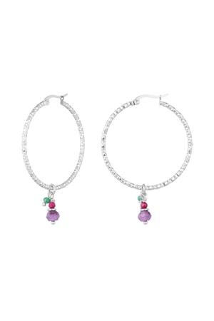 Earrings colorful stones - Silver color/purple h5 