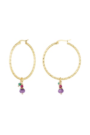 Earrings colorful stones - Gold color/purple h5 