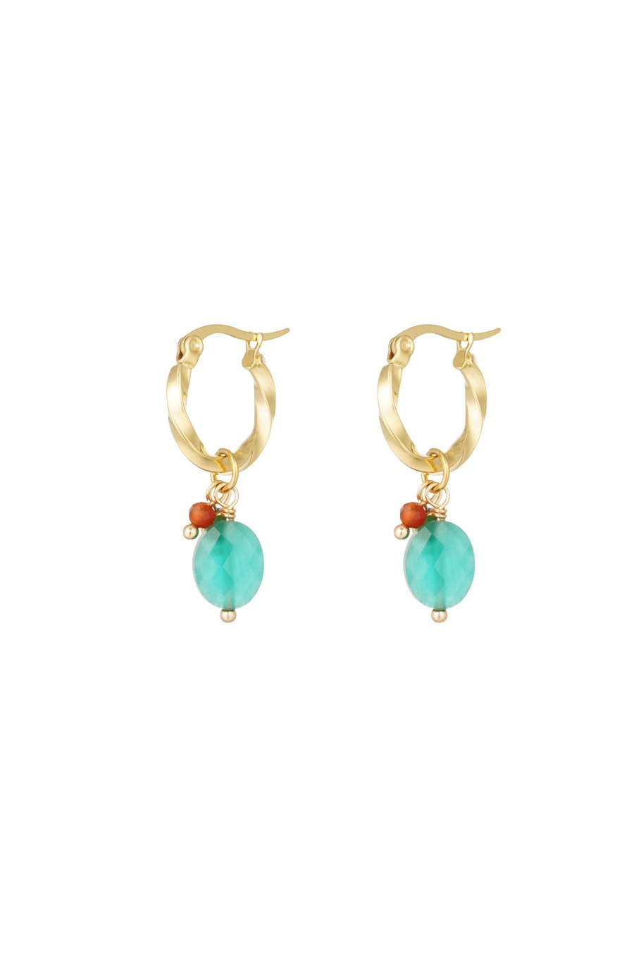 Ohrringe mit Spirale und blauem Stein – Goldfarbe/blau