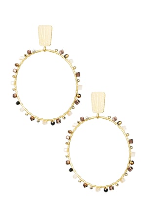 Round earrings with beads - Gold color/beige h5 