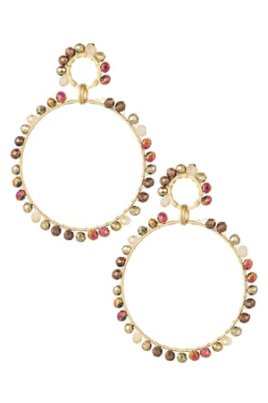 Double earring glass beads winter - beige Gold color h5 