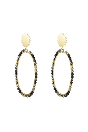 Oblong earrings with beads - Gold color/grey h5 