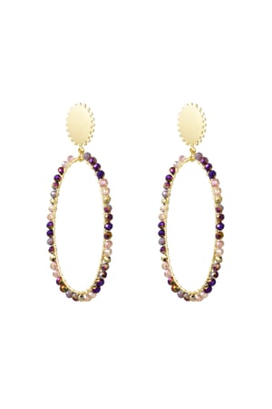 Oblong earrings with beads - Gold color/multi h5 