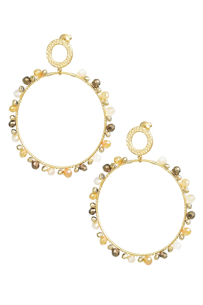 Earrings with beads - Gold color/beige 