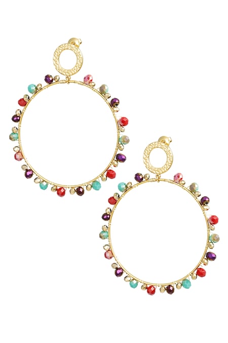 Earrings with beads - Gold color/multi