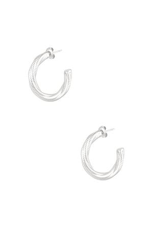 Earrings twisted relief small - Silver Color color h5 