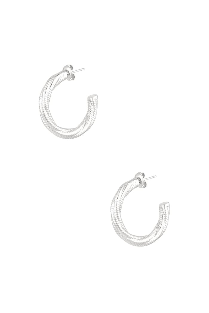 Earrings twisted relief small - Silver Color color 