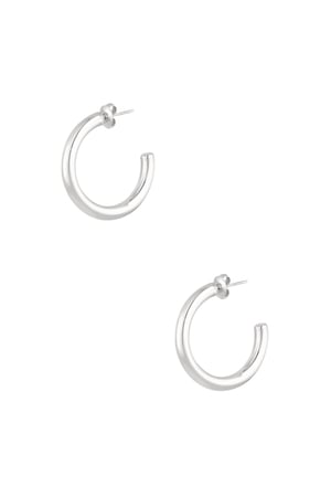 Earrings thick basic small - Silver Color color h5 