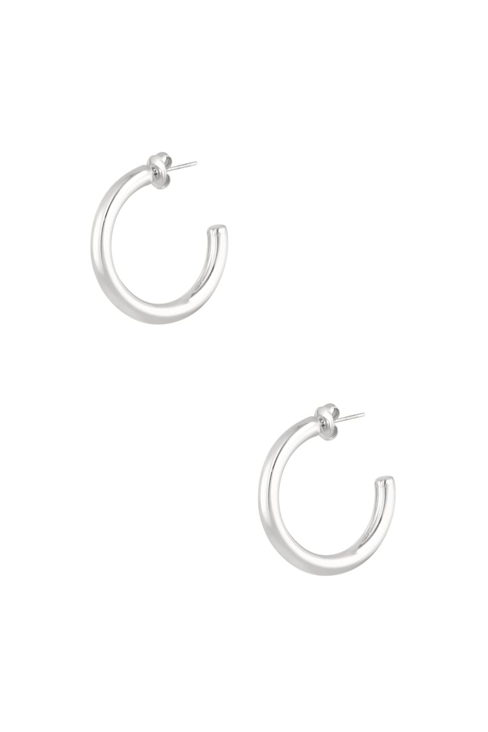 Earrings thick basic small - Silver Color color 