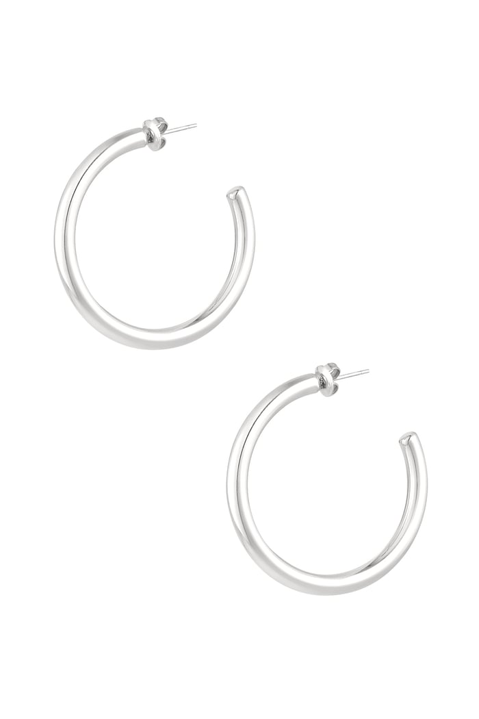 Earrings thick basic - Silver Color color 