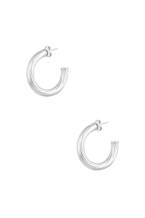 Earrings around small stripes - Silver Color color h5 