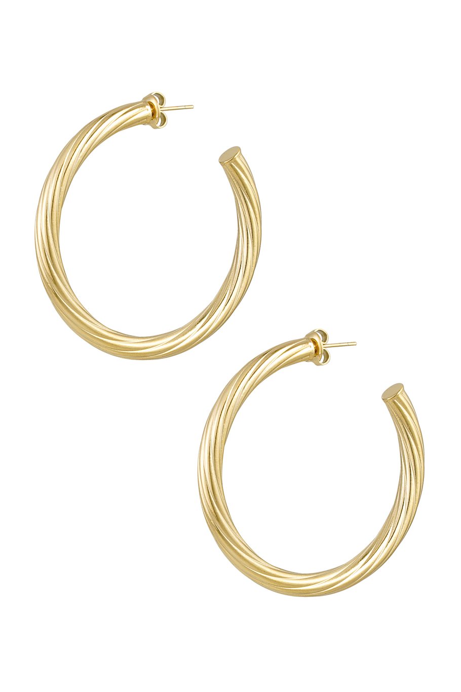 Twisted stripe earrings - Silver Color color