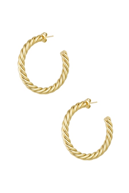 Earrings twisted thick medium - Gold color 2