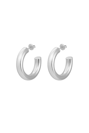 Earrings basic thick small - Silver Color color h5 