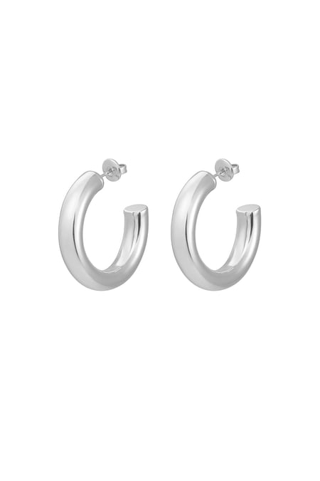 Earrings basic thick small - Silver Color color