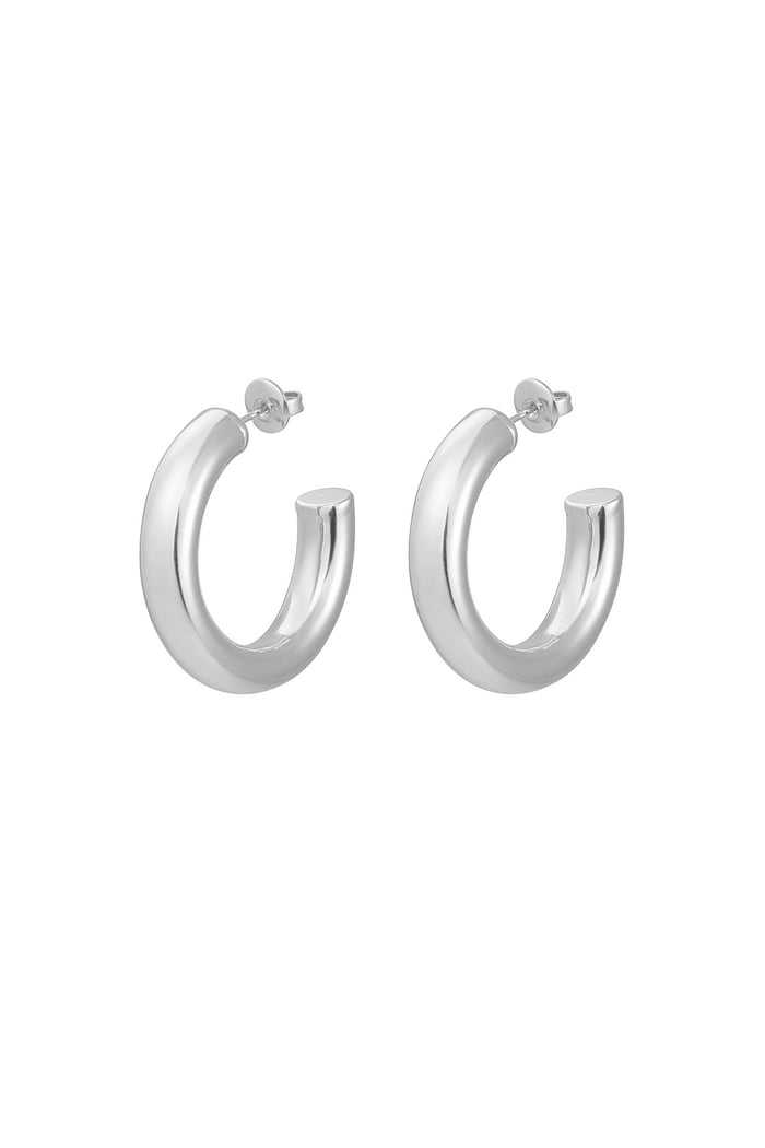 Earrings basic thick small - Silver Color color 