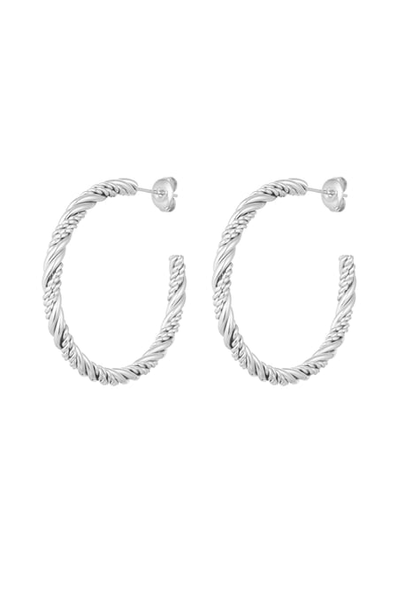 Basic twisted earrings - Silver Color color