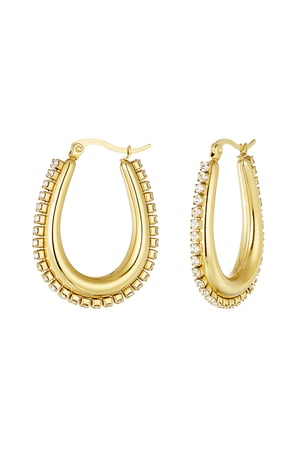 Drop shaped earrings with stones - Gold color h5 