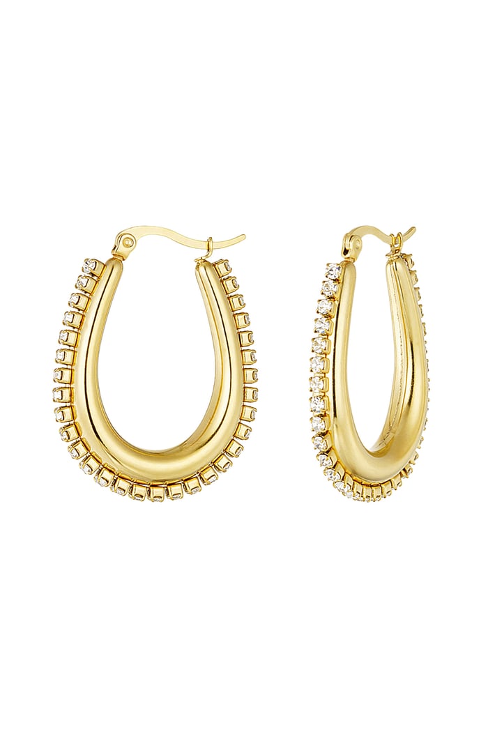 Drop shaped earrings with stones - Gold color 