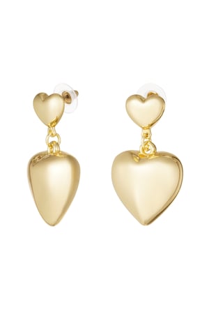 Double heart earrings - Gold color h5 