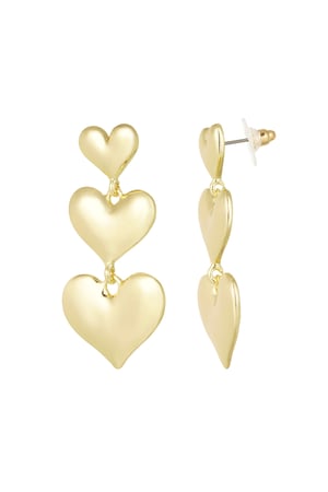 Alloy Three Heart Drop Earrings - Gold color h5 