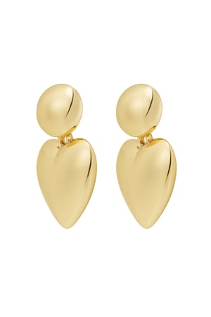 Earrings heart with dot metal - Gold color h5 