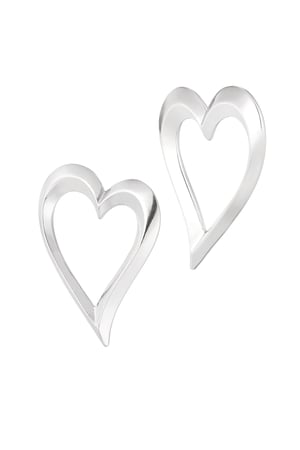 Ear studs graceful heart - Silver Color color h5 