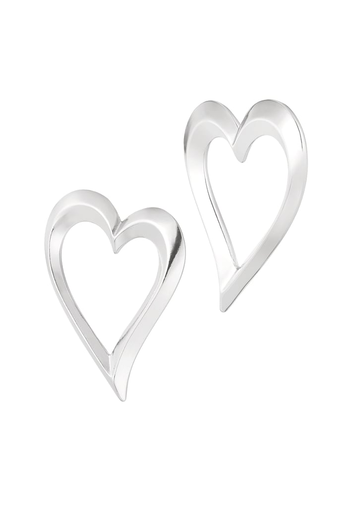 Ear studs graceful heart - Silver Color color 