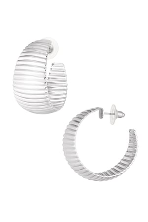 Earrings coarse stripes print - Silver Color color h5 