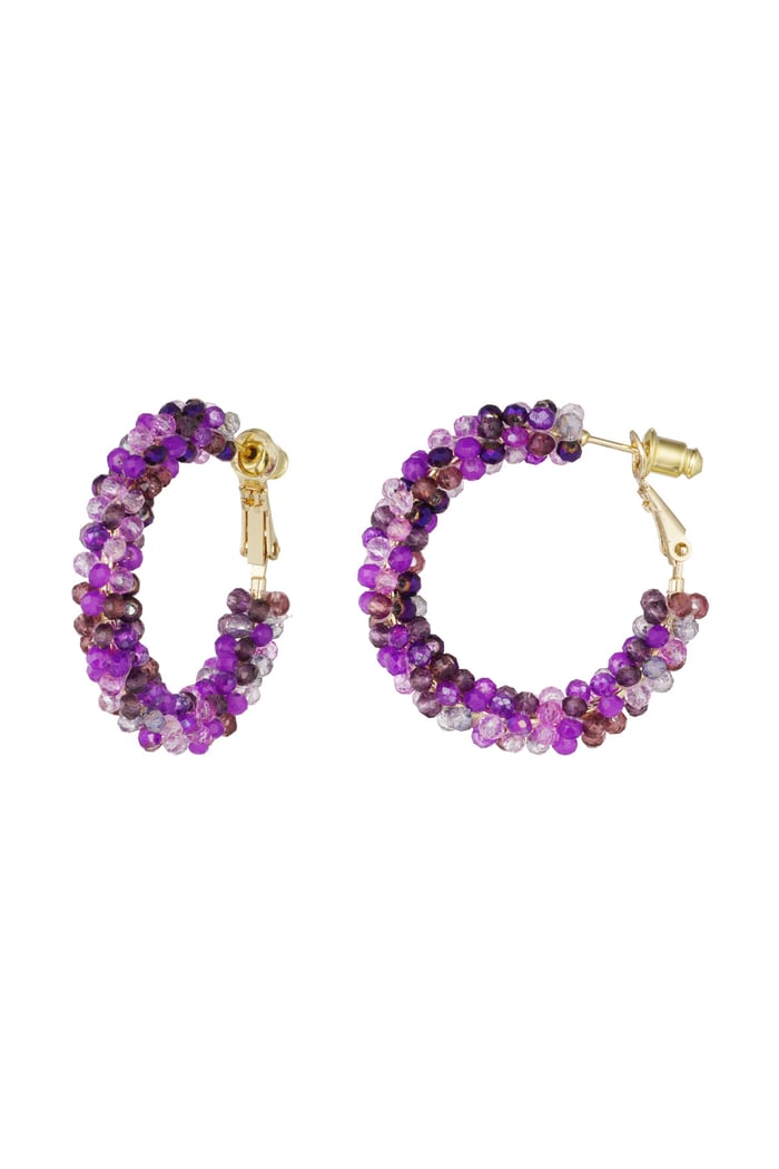 Earrings glass beads autumn - purple 