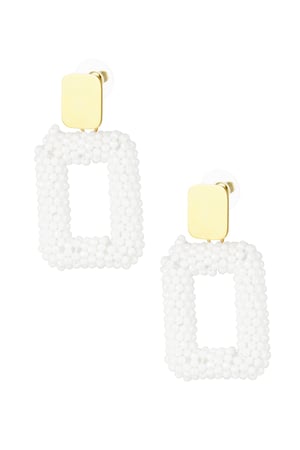 Rectangular statement earrings - white  h5 