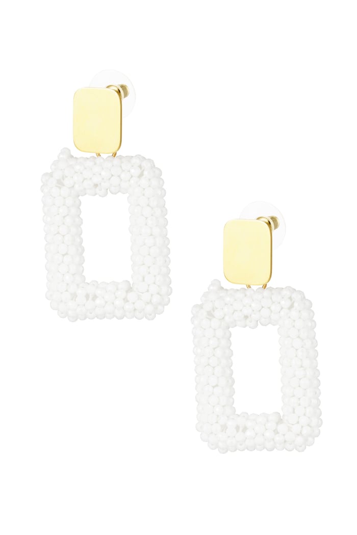 Rectangular statement earrings - white  