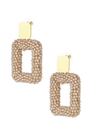 Rectangular statement earrings - beige h5 