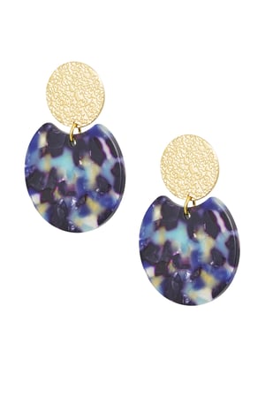 Statement earrings with colored detail - Gold color/blue h5 