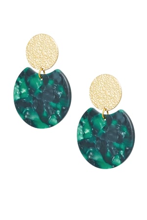 Statement earrings with colored detail - Gold color/green h5 