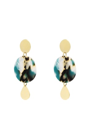 Earrings 3 times round - Gold color/green h5 