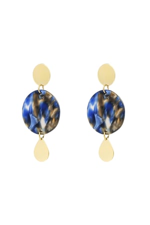 Earrings 3 times round - Gold color/blue h5 