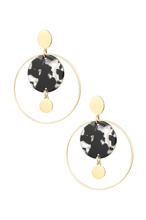 Circle earrings with print - black/Gold color h5 